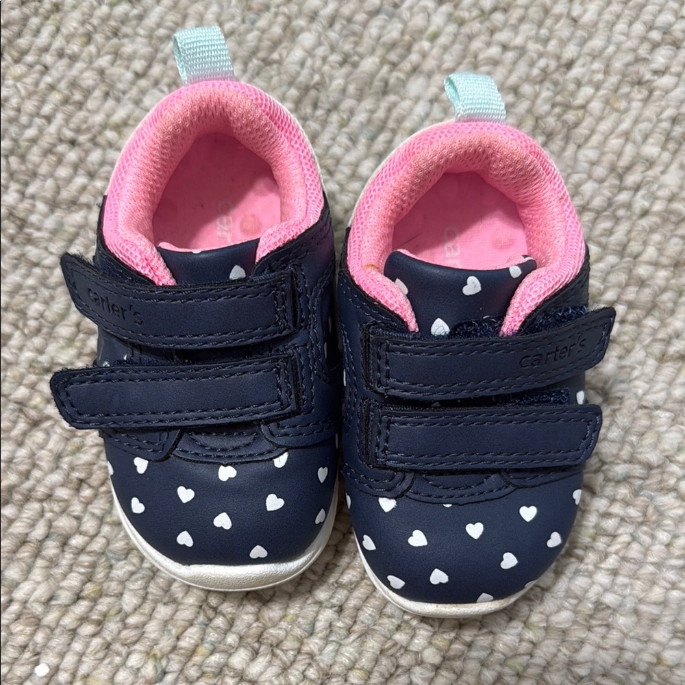 Carter's Blue and Pink Baby Walker Shoes with Velcro Straps
